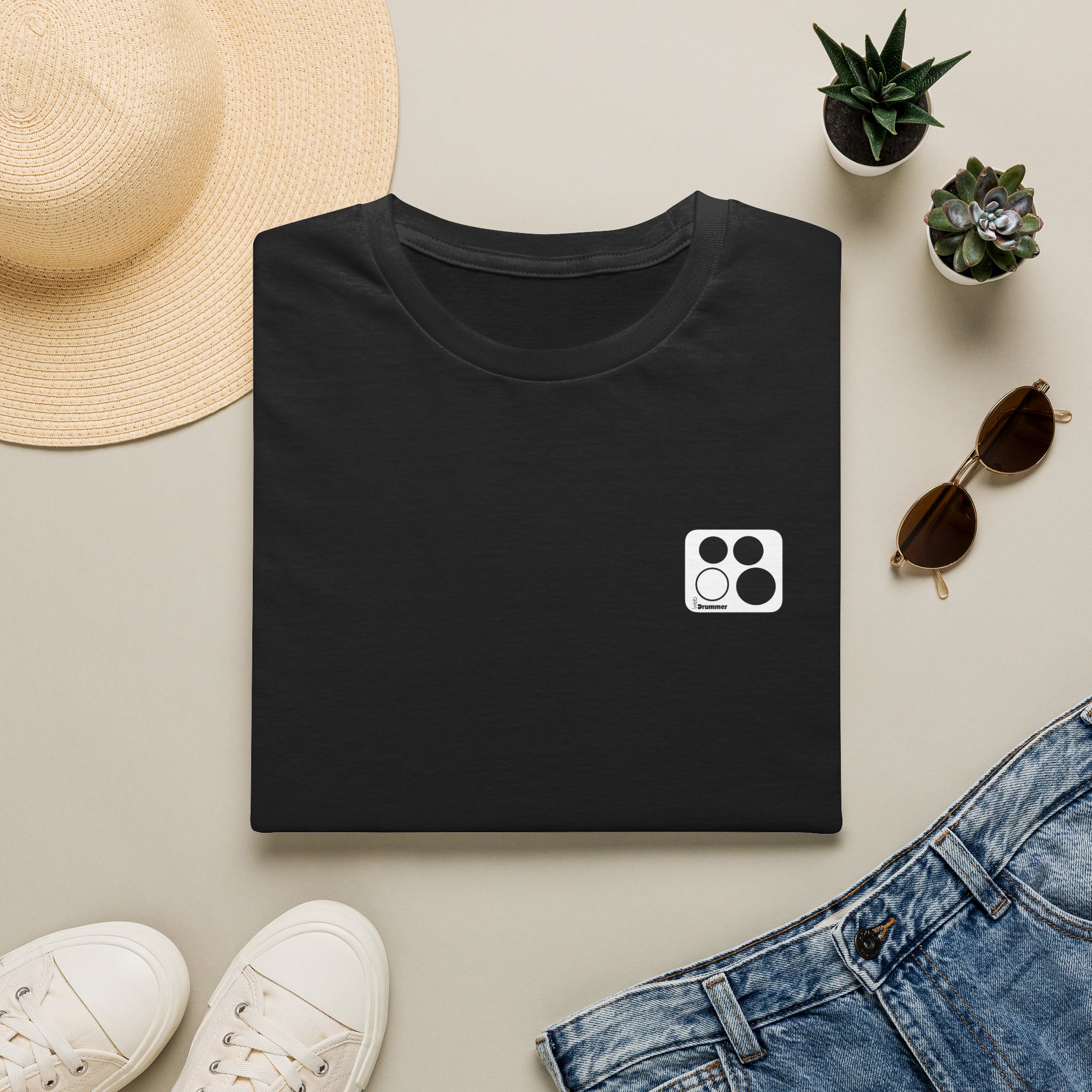 Logo 10,12,16, 14 black ,circled , white background, WebDrummer logo , Unisex Softstyle T-Shirt ( 11 couleurs ) – Image 2