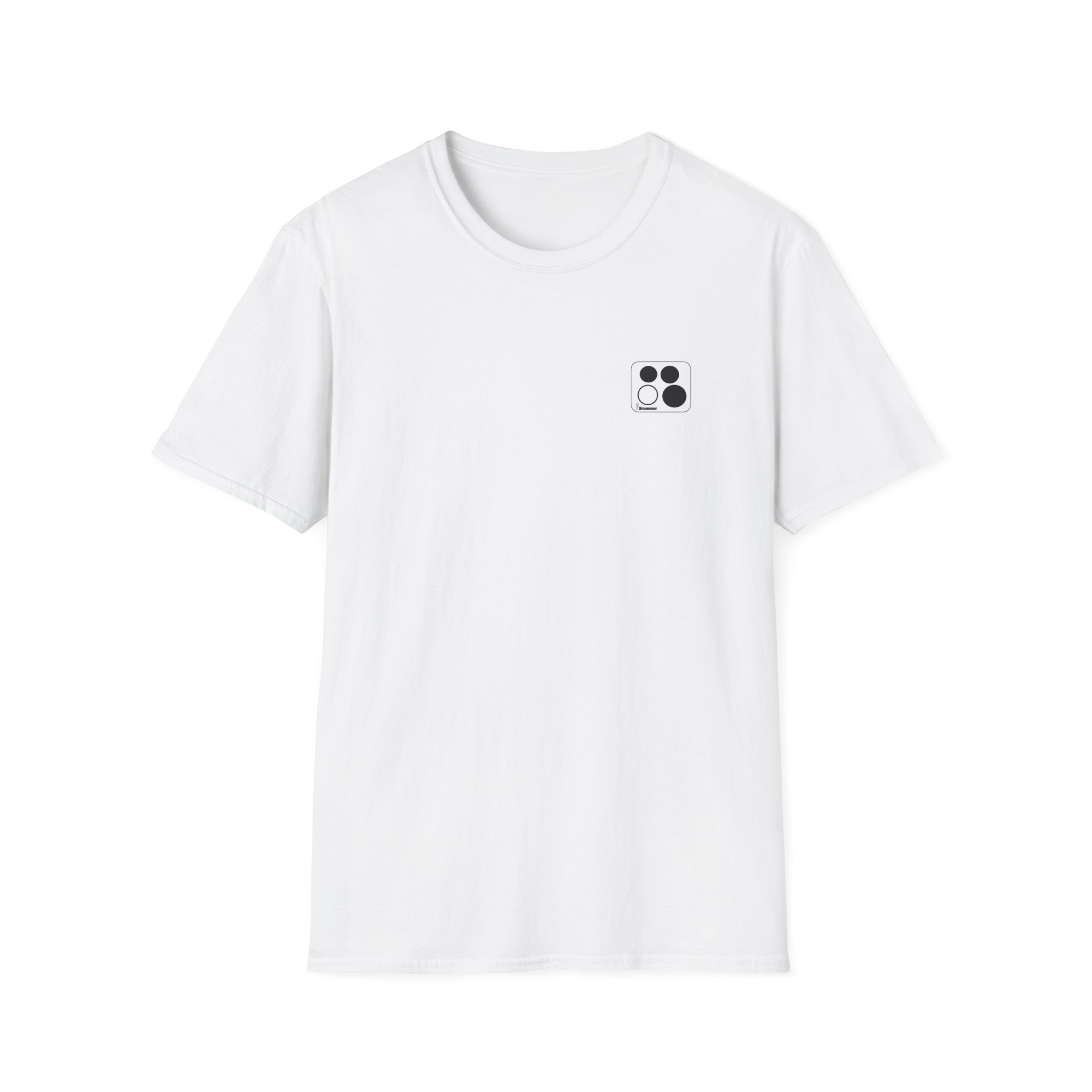 Logo 10,12,16, 14 black ,circled , white background, WebDrummer logo , Unisex Softstyle T-Shirt ( 11 couleurs ) – Image 13