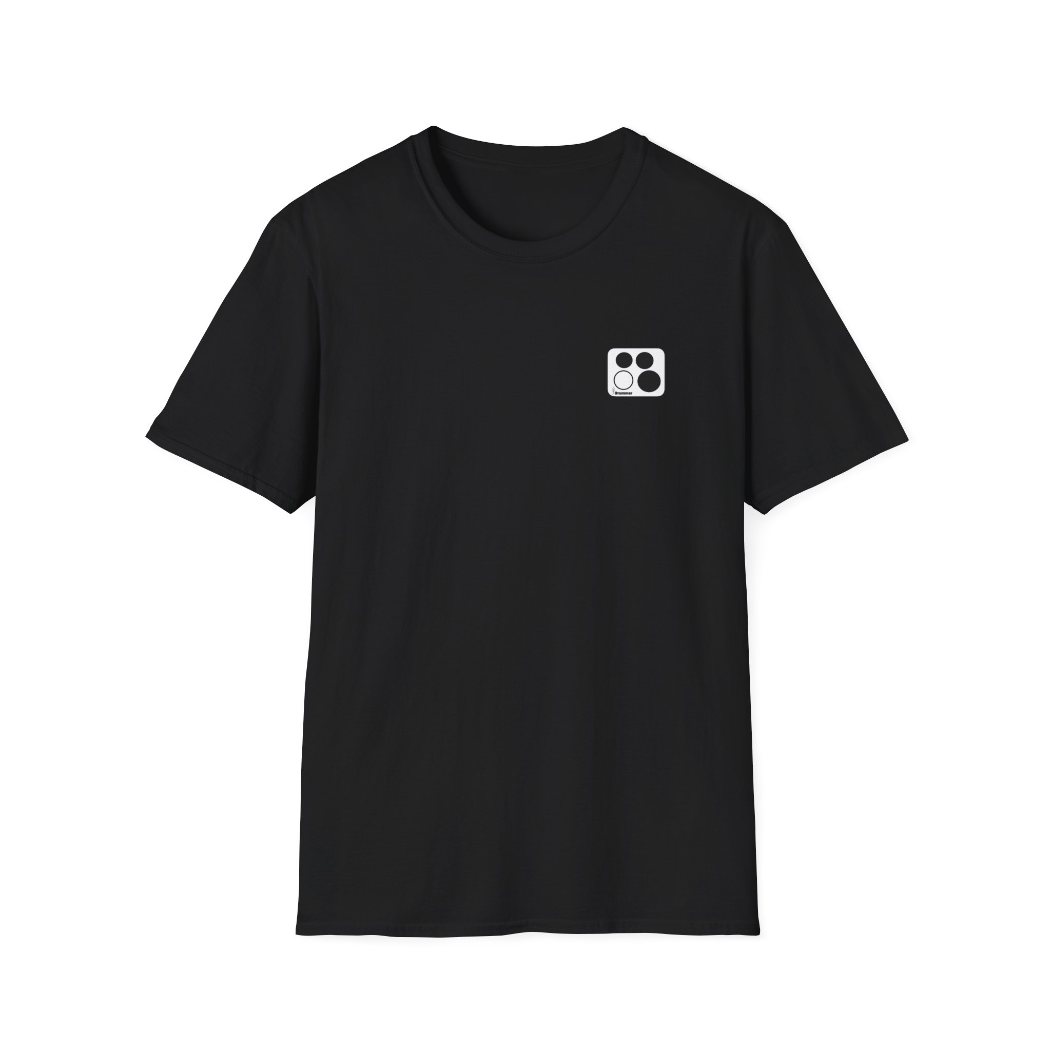 Logo 10,12,16, 14 black ,circled , white background, WebDrummer logo , Unisex Softstyle T-Shirt ( 11 couleurs )