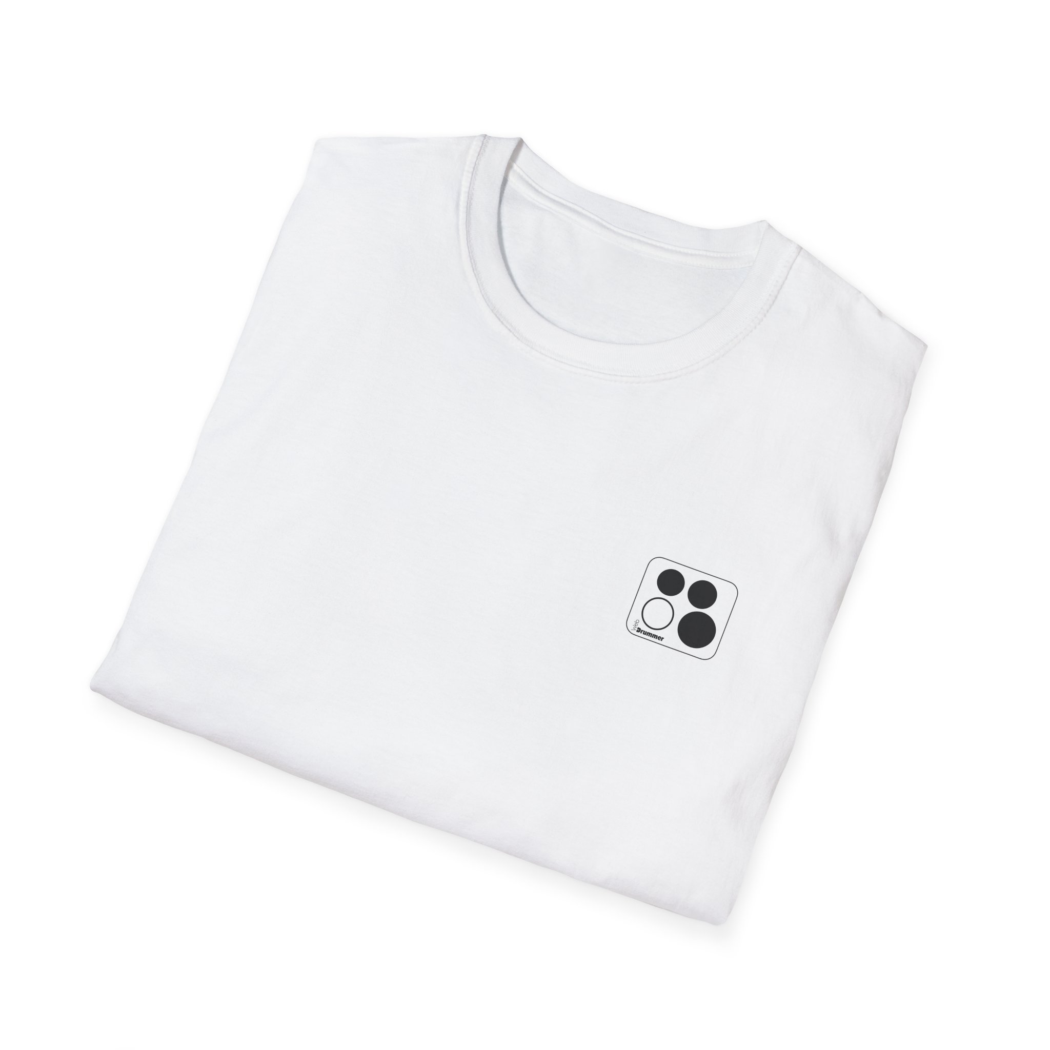 Logo 10,12,16, 14 black ,circled , white background, WebDrummer logo , Unisex Softstyle T-Shirt ( 11 couleurs ) – Image 16