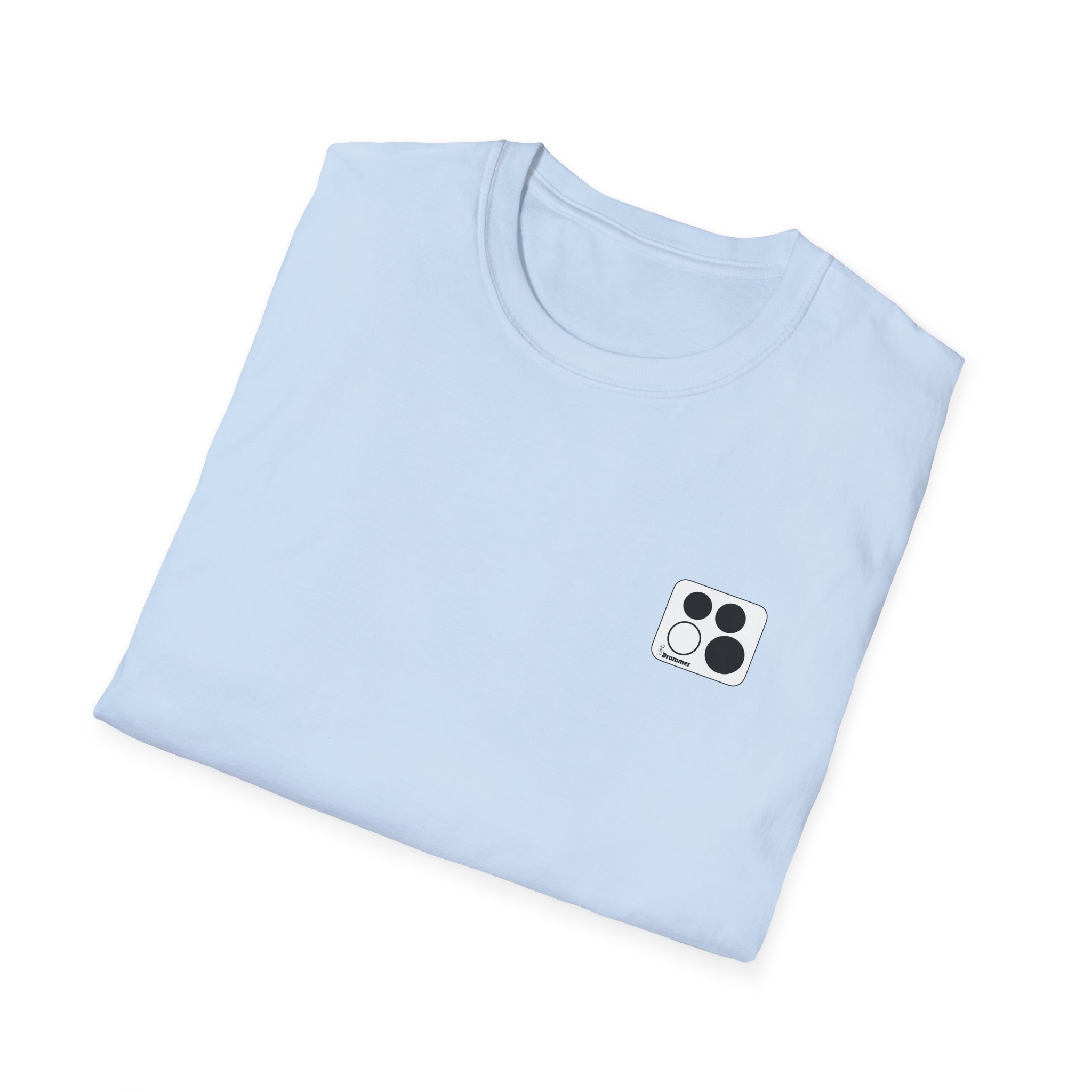 Logo 10,12,16, 14 black ,circled , white background, WebDrummer logo , Unisex Softstyle T-Shirt ( 11 couleurs ) – Image 12