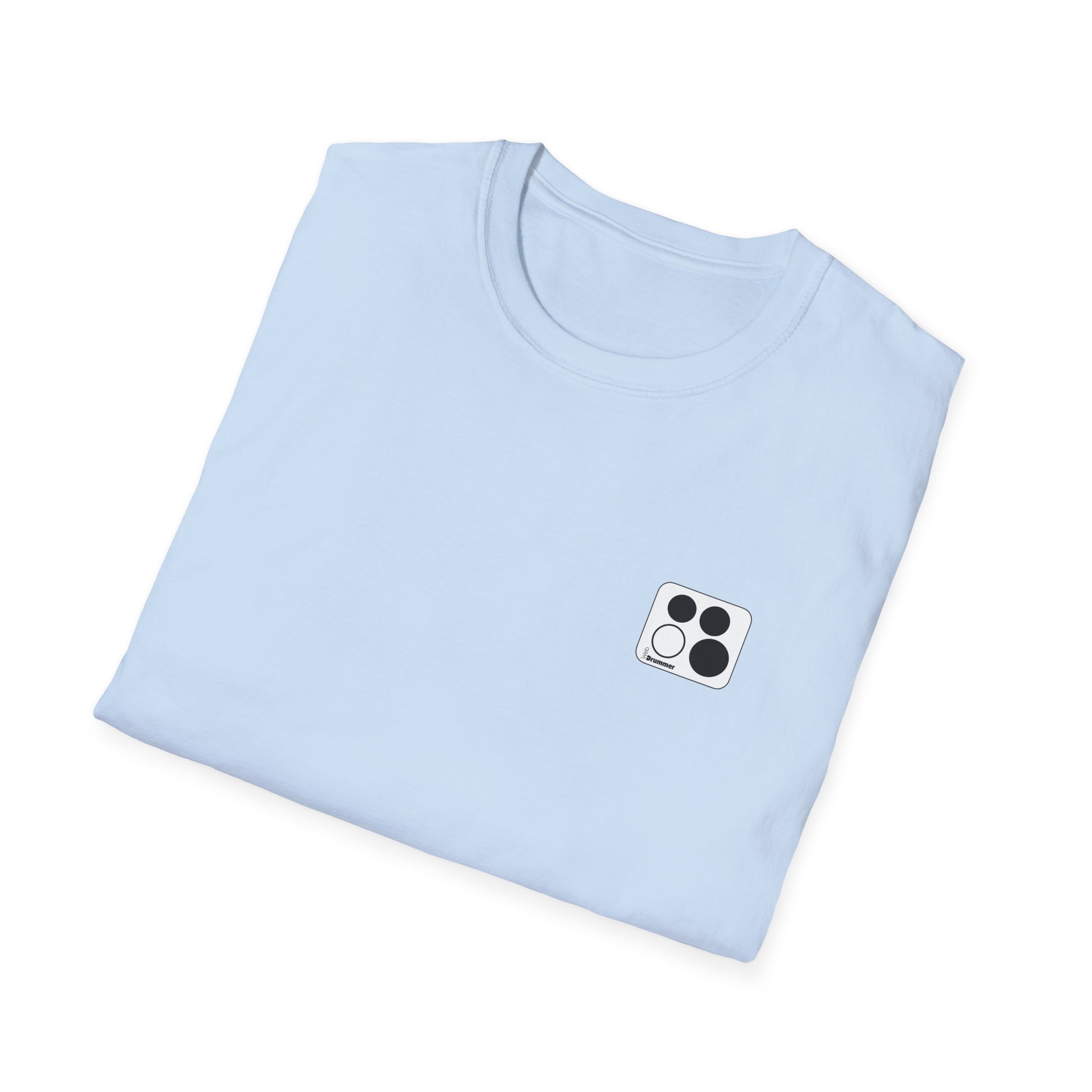 Logo 10,12,16, 14 black ,circled , white background, WebDrummer logo , Unisex Softstyle T-Shirt ( 11 couleurs ) – Image 12