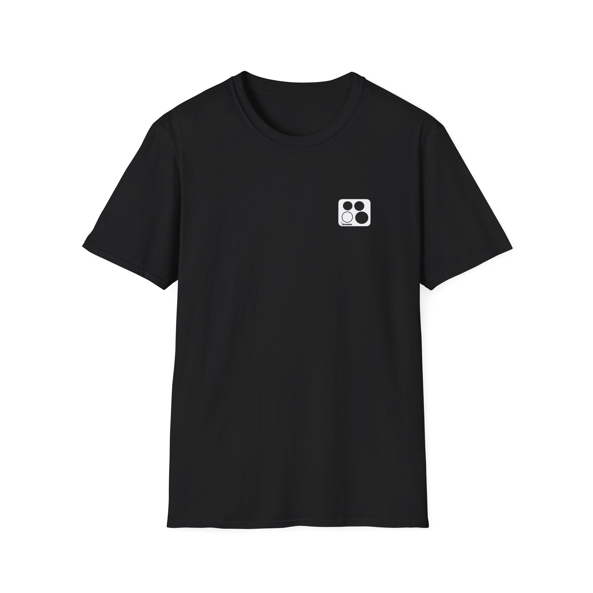Logo 10,12,16, 14 black ,circled , white background, WebDrummer logo , Unisex Softstyle T-Shirt ( 11 couleurs )