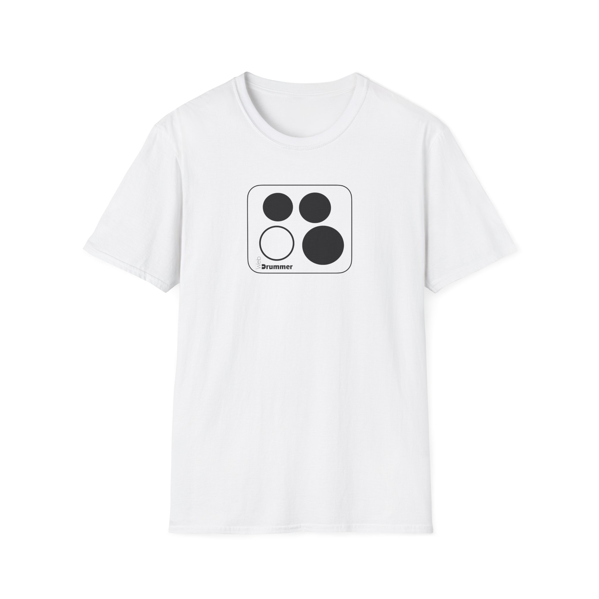 10,12,16, 14 white , circled, WebDrummer logo, Unisex Softstyle T-Shirt ( 8 couleurs ) – Image 9