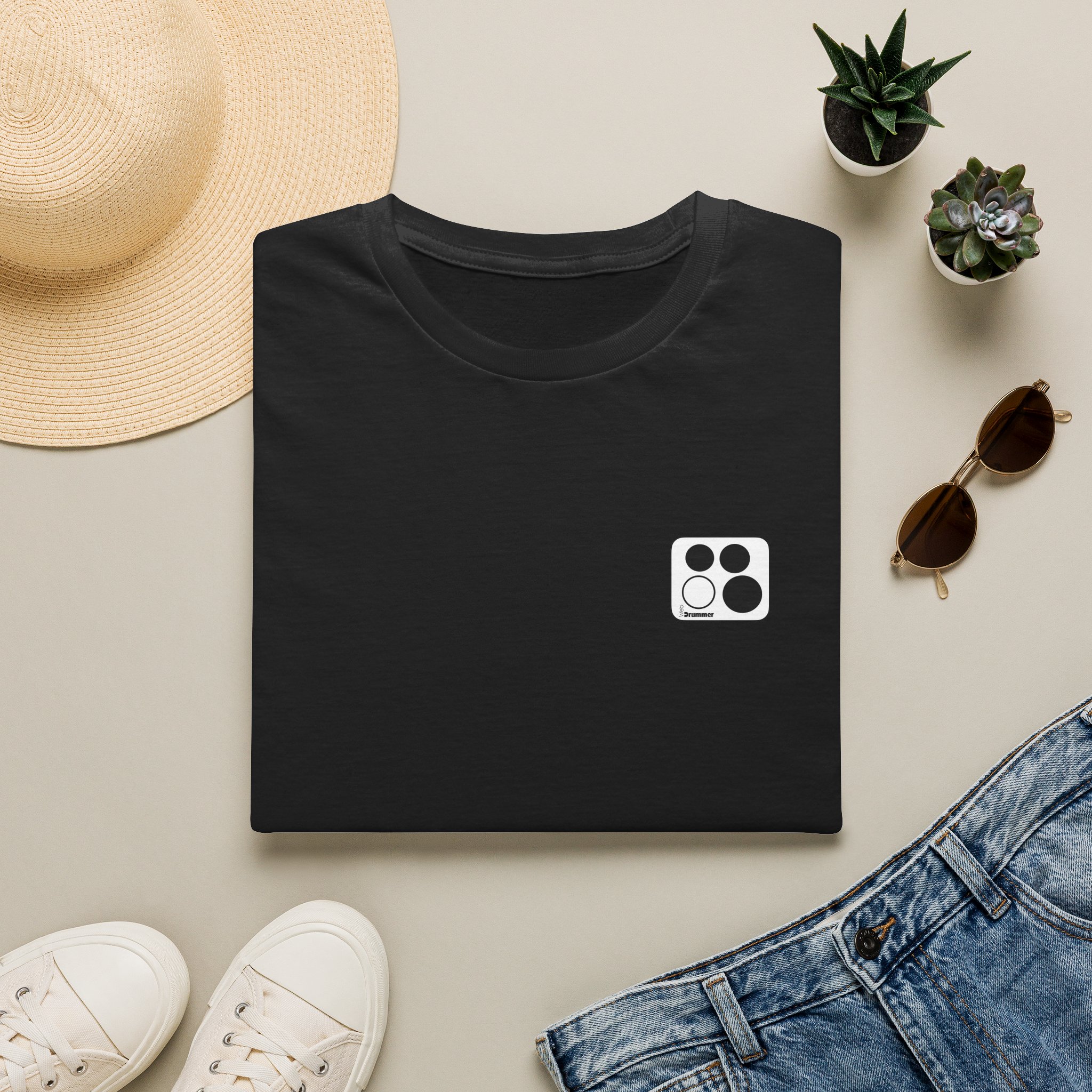 Logo 10,12,16, 14 black ,circled , white background, WebDrummer logo , Unisex Softstyle T-Shirt ( 11 couleurs ) – Image 2