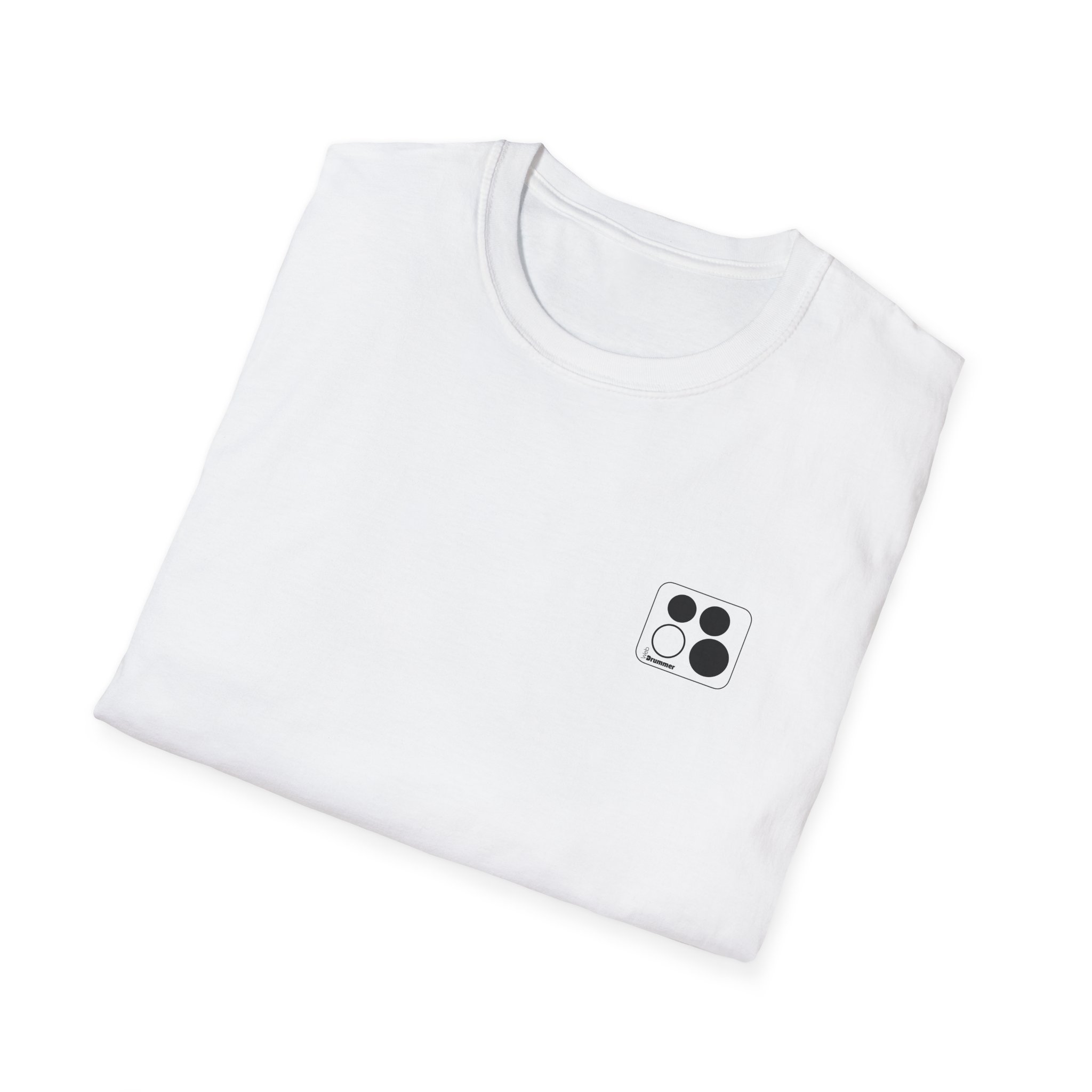 Logo 10,12,16, 14 black ,circled , white background, WebDrummer logo , Unisex Softstyle T-Shirt ( 11 couleurs ) – Image 16