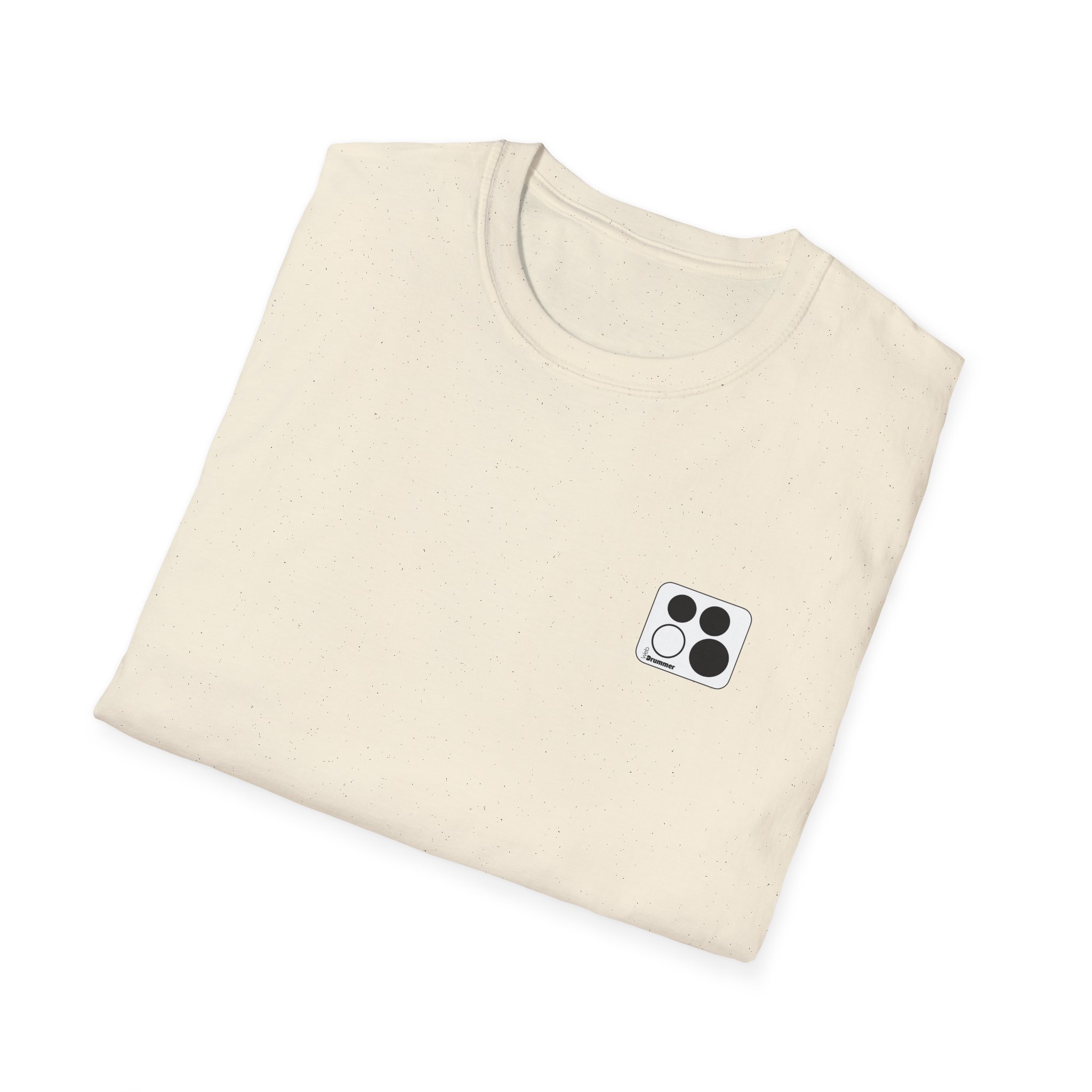 Logo 10,12,16, 14 black ,circled , white background, WebDrummer logo , Unisex Softstyle T-Shirt ( 11 couleurs ) – Image 24