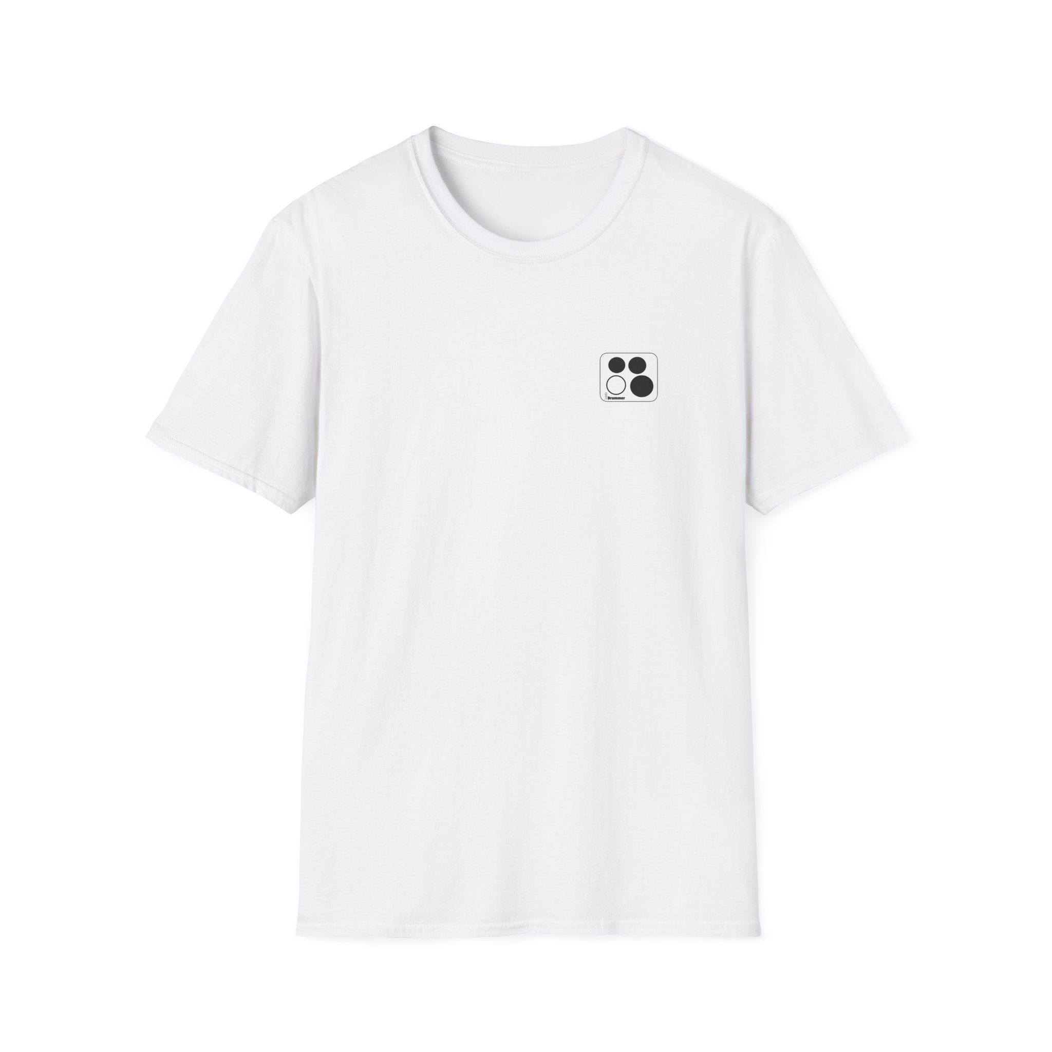 Logo 10,12,16, 14 black ,circled , white background, WebDrummer logo , Unisex Softstyle T-Shirt ( 11 couleurs ) – Image 13